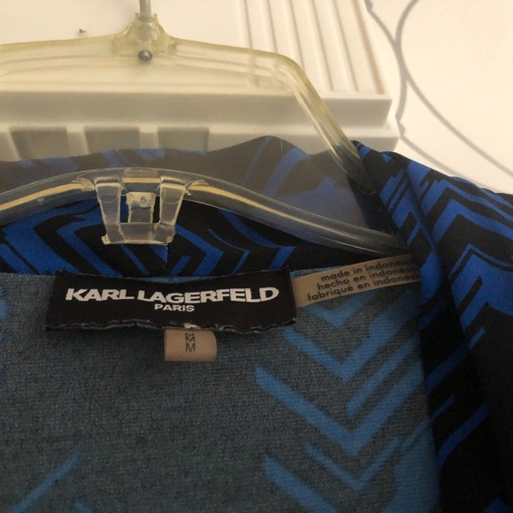 Karl Lagerfeld Paris M Blue/Black Top - Picture 6 of 8
